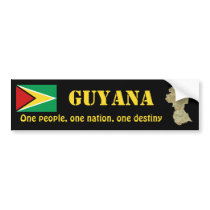 Guyana Flag and Map Bumper Sticker