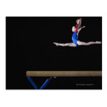 Gymnast (9-10) leaping on balance beam 2 post cards