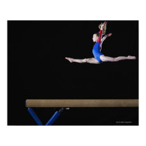 Gymnast (9-10) leaping on balance beam 2 posters