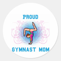 Gymnast Proud Mom Round Stickers