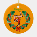 GymnastChick Wreath Handstand personalize ornament