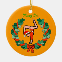 GymnastChick Wreath Handstand personalize ornament