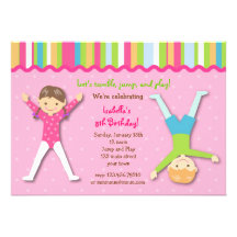 Gymnastic Gym Gymnast Birthday Party Invitations