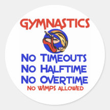 Gymnastics No Wimps Round Sticker