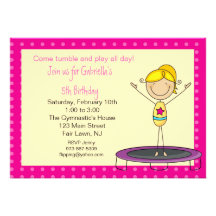 Gymnastics Stick Figure Birthday Invitation