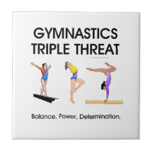 Gymnastics Triple Threat Ceramic Tile