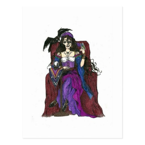 Gypsy Fortune Teller and Crow Postcard