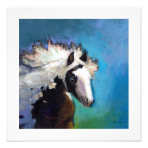 Gypsy Horse running passion colourful painting art Invitation