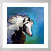 Gypsy Horse running passion colourful painting art Print