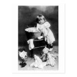 h304 Edwardian Girl with Dolls Clothes Postcard