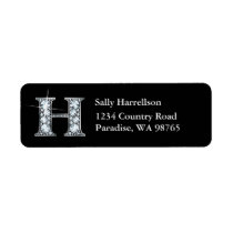 "H" Diamond Bling Monogram Return Address Label