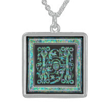 H Initial Monogram "Masselle Blue" Necklace