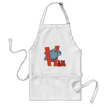 H is for hippo funny alphabet cartoon apron