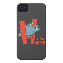 H is for hippo funny alphabet cartoon Case-Mate iPhone 4 cases
