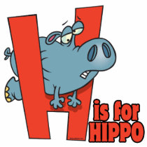 H is for hippo funny alphabet cartoon acrylic cut outs