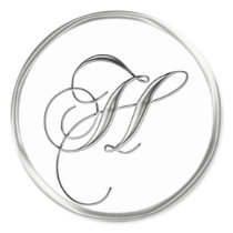 H Monogram Letter Sliver On White Wedding Seal Round Stickers