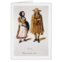 Habits of Quakers, 1675 (coloured engraving) Cards