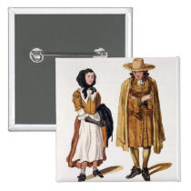 Habits of Quakers, 1675 (coloured engraving) buttons