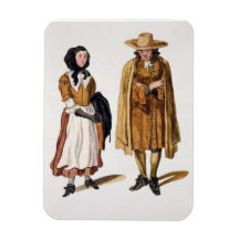Habits of Quakers, 1675 (coloured engraving) Rectangular Magnets