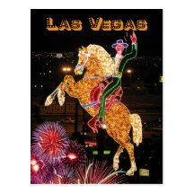 Hacienda Horse and Rider neon sign, Las Vegas Post Card