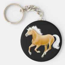 Haflinger Palomino Horse Keychain Black