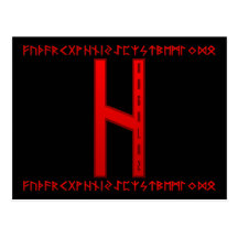 Hagalaz Rune red Postcards