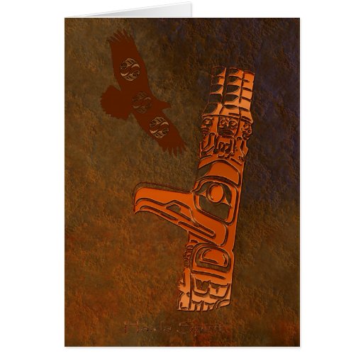 Haida Eagle & Totem Pole Art Series Greeting Card