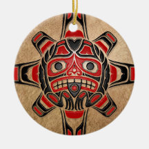 Haida Sun Mask Christmas Ornaments