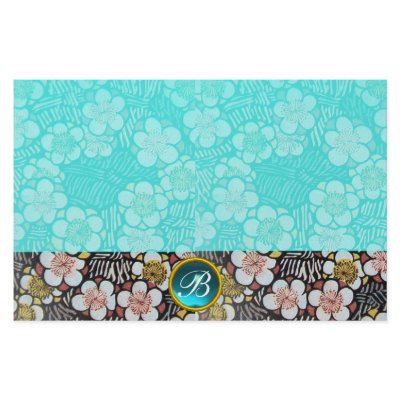 HAIKU MONOGRAM , Blue turquase ,aquamarine gem Stationery by bulgan_lumini