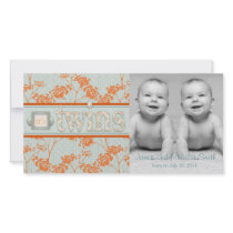 Haiku Twins Photo Announcement Card Personalized Photo Card