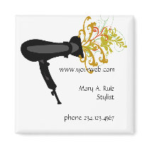 Hair Dryer Flowers Salon Name Tag
