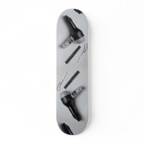 Hair dryer with scissors and comb skate board