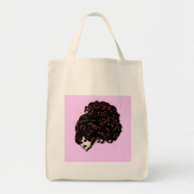 Hair Girl (Pink and Red) Canvas Bags