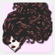Hair Girl (Pink and Red) Stickers