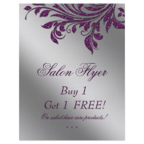Hair Salon Flyer Sale Zebra Sparkle Purple Silver