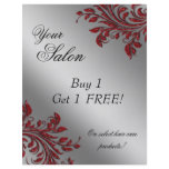 Hair Salon Flyer Sale Zebra Sparkle Red Silver