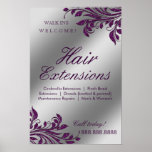 Hair Salon Poster Silver Purple Leaves Sparkle