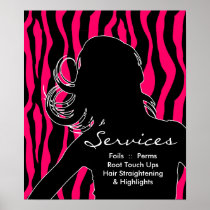 Hair Salon Posters Woman Pink Zebra