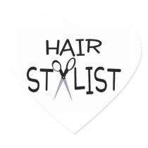 Hair Stylist Black With Scissors Heart Stickers