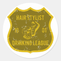 Hair Stylist Drinking League Round Sticker