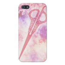 Hair stylist galaxy shears scissors case pink iPhone 5 cases