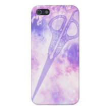 Hair stylist galaxy shears scissors case purple iPhone 5 cover