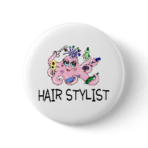 Hair Stylist Octopus Pinback Button