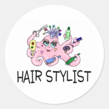 Hair Stylist Octopus Round Stickers