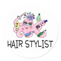 Hair Stylist Octopus Round Stickers