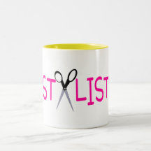 Hair Stylist Pink with Scissors Coffee Mugs