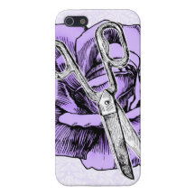 Hair stylist rose shears scissors case purple iPhone 5 covers
