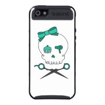 Hair Stylist Skull & Scissor Crossbones -Turquoise Cases For iPhone 5
