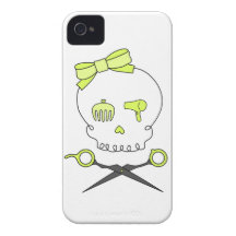 Hair Stylist Skull & Scissor Crossbones -Yellow Case-Mate iPhone 4 Cases