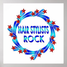 Hair Stylists Rock Red Stars Poster